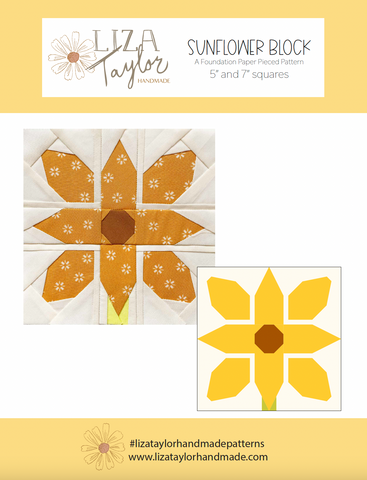 Sunflower FPP BLOCK Pattern  (PDF Pattern)
