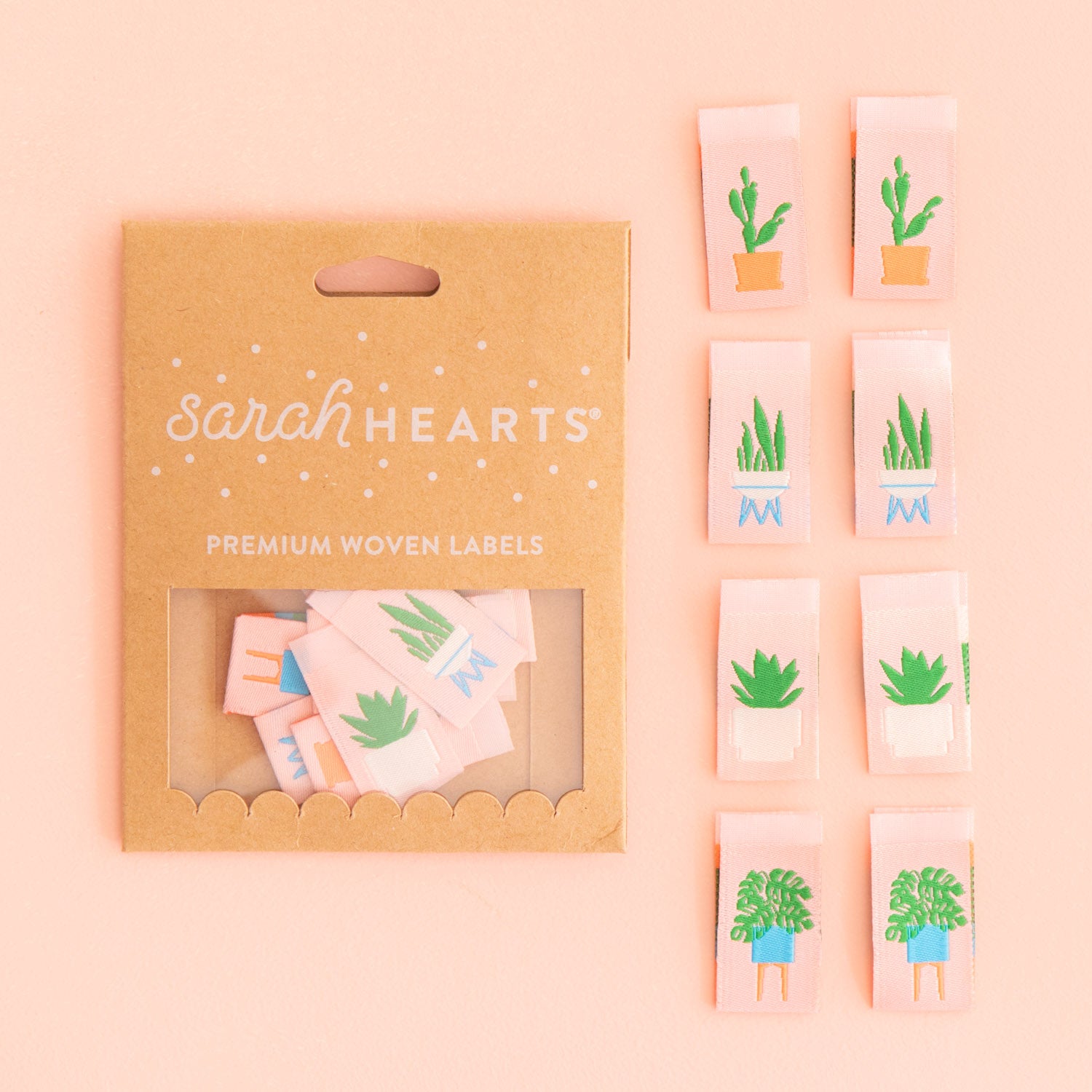 Houseplants Multipack - Sewing Woven Label Tags - Sarah Hearts