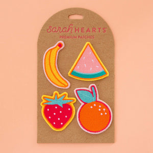 Summer Fruit Embroidered Sew or Sticker Patches - Sarah Hearts - 4 Pack