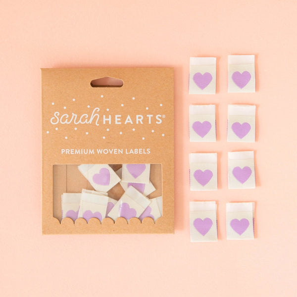 Purple Heart - Sewing Woven Label Tags - Sarah Hearts