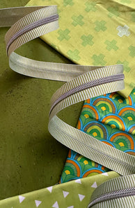 Striped Zipper Tape + Zipper Pull (Nickel)