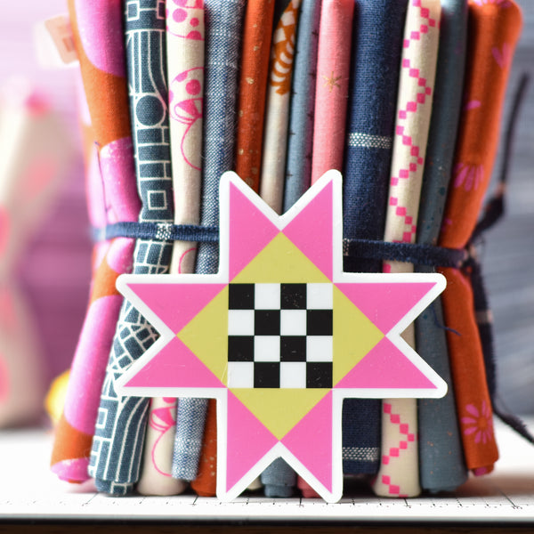 Checkered Star Sticker (Pink or Blue)