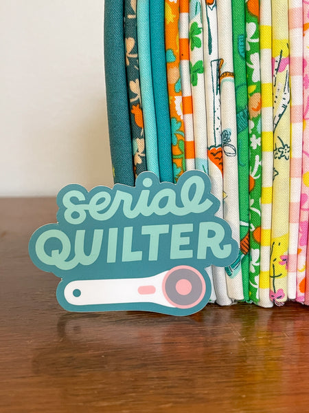 Serial Quilter Sticker (White, Pink, Or Turquoise)