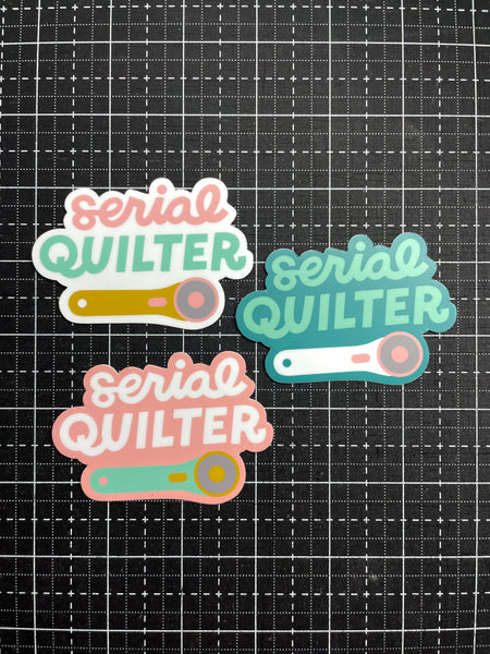 Serial Quilter Sticker (White, Pink, Or Turquoise)